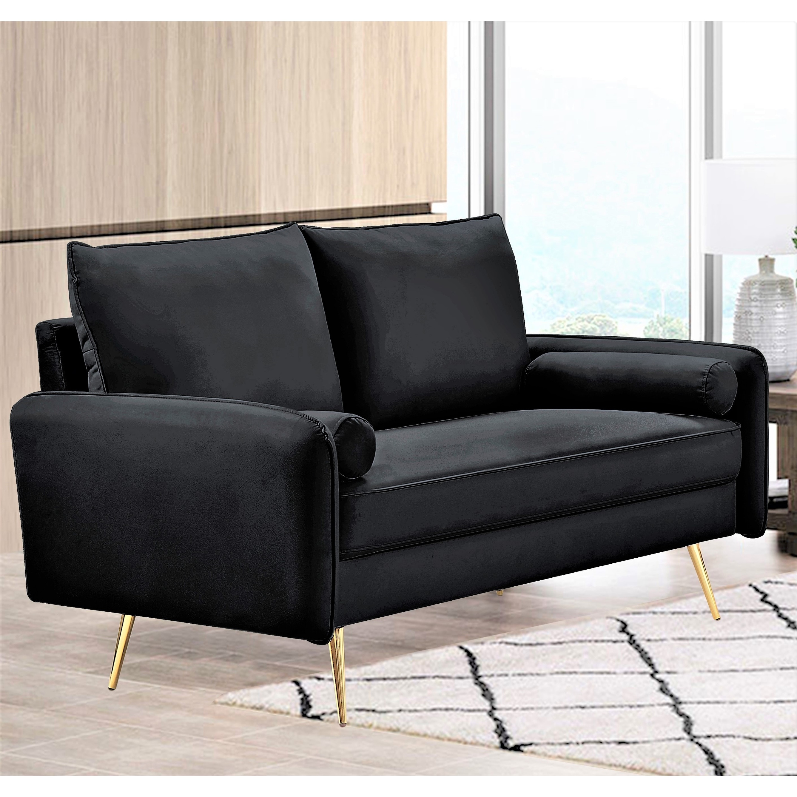 US Pride Furniture Villeda 70''W Polyester Square Arms Sofa - Olive Green