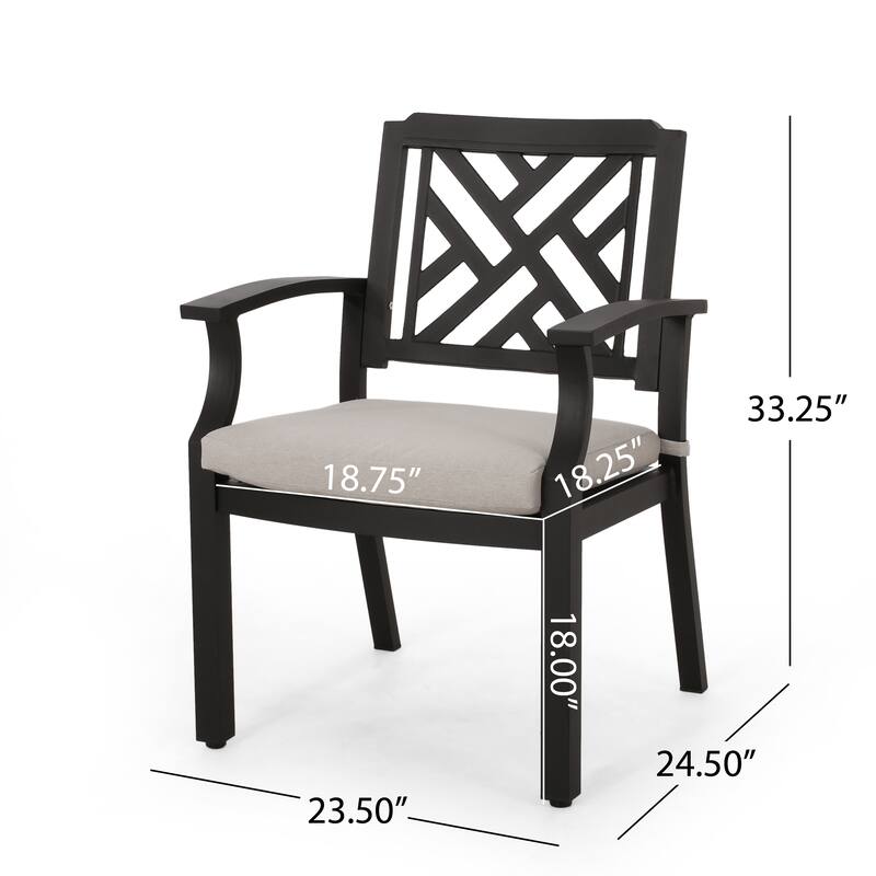 2 Piece Armrest Dining Chair with Aluminum Frame, Waterproof Cushion, Backrest for Dining Room Kitchen Bedroom Living Room