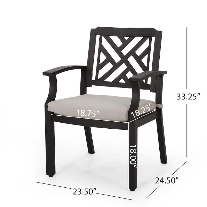 Roomfitters Accent Outdoor Dining Chairs, Set of 2 in Light Beige and Antique Matte Black, Stylish and Durable Aluminum Design