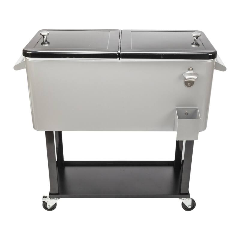 80QT Outdoor Iron Spray Cooler with Shelf - Silver