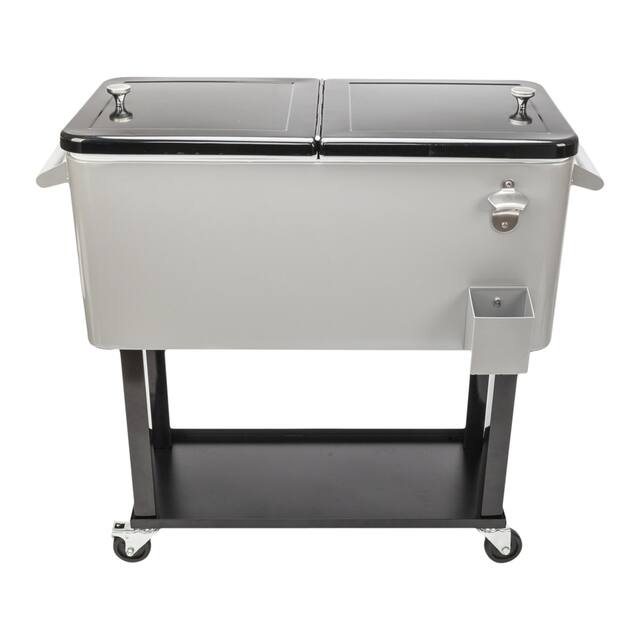 80QT Outdoor Iron Spray Cooler with Shelf - Silver