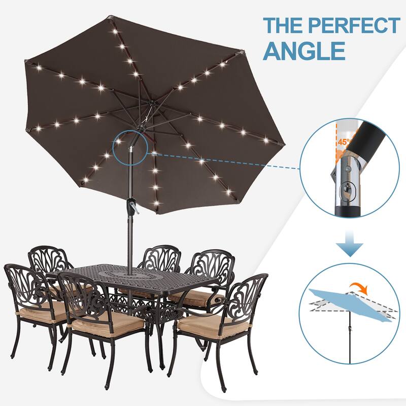 ABCCANOPY 7.5FT Outdoor Patio Solar Umbrella with 24LED Lights