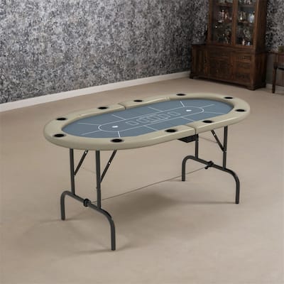 Poker Table Foldable,70" Oval Blackjack Texas Holdem Poker Game Table