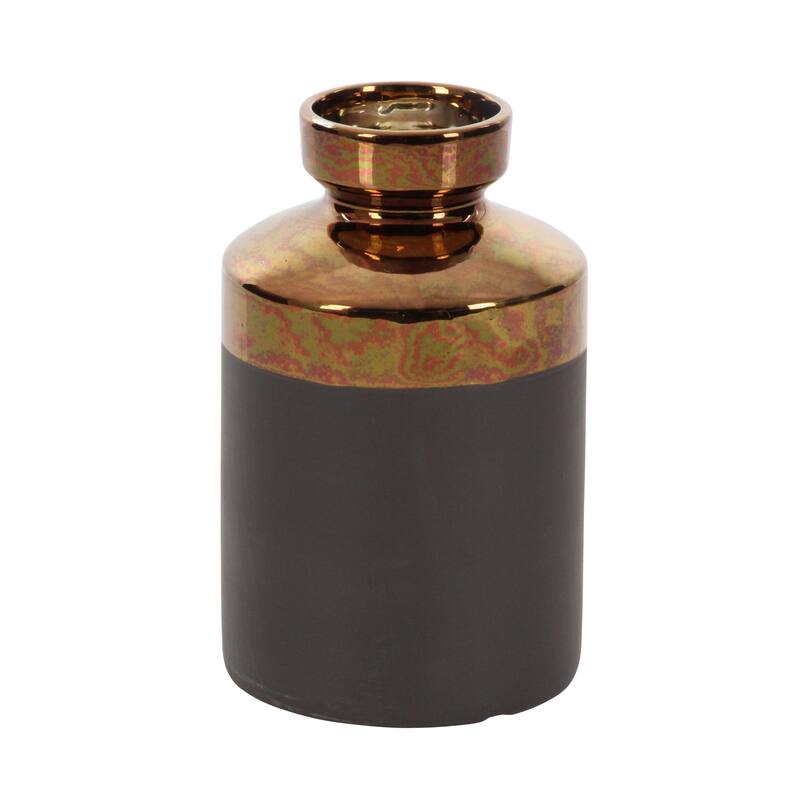 Ceramic Decorative Vase with Copper Like Tops - Set of 3 Gray - CosmoLiving by Cosmopolitan