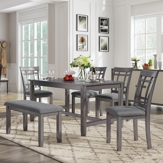 Oaks Aura Farmhouse Rustic 6 Piece Wood Kitchen Dining Table set with 4 ...