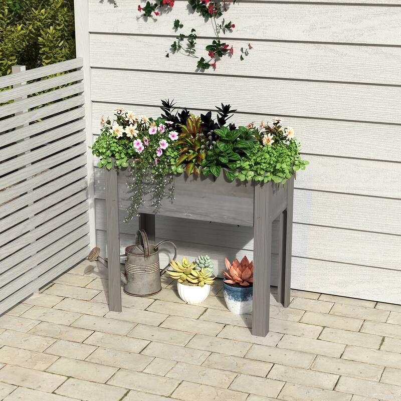 Natural Elevated Planter Box for Outdoor Use with Eco-Friendly Finish
