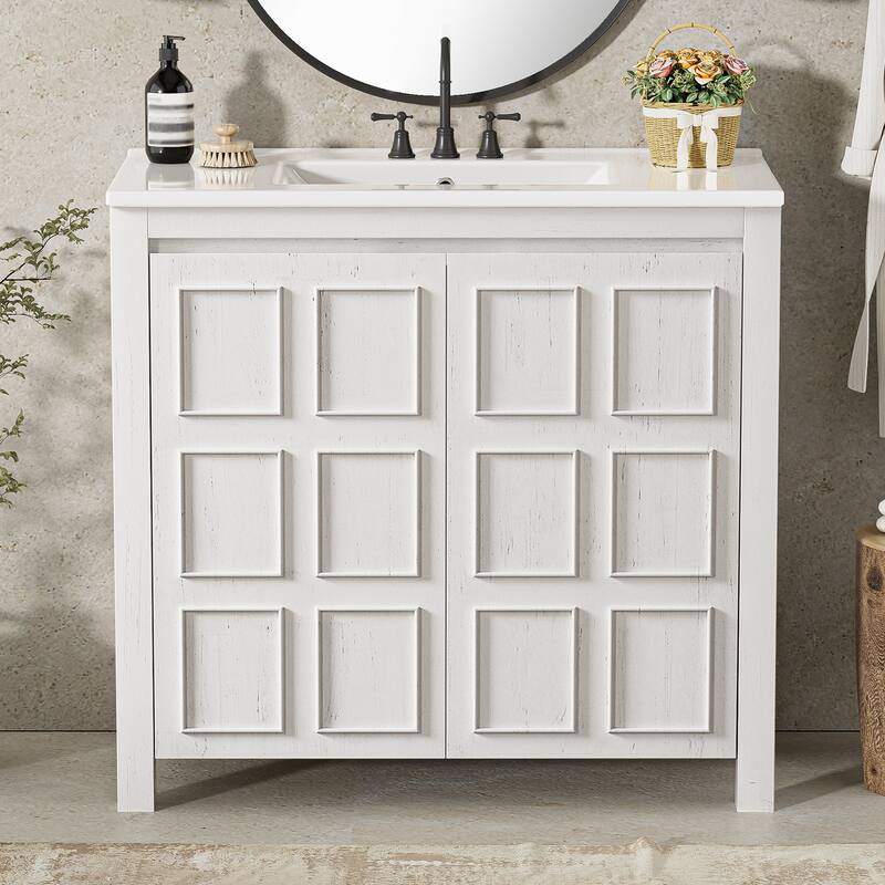 36 " Bathroom Vanity Organizer with Ceramic Sink