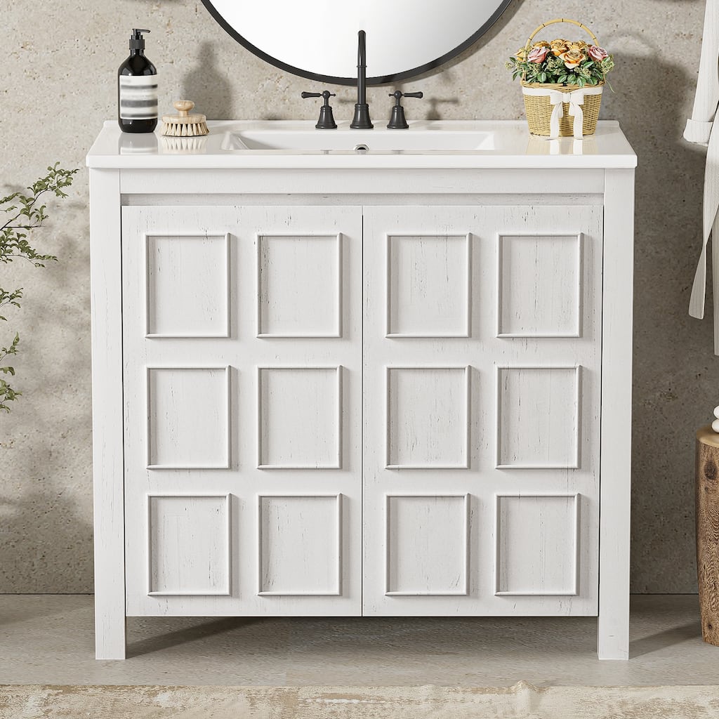 36 " Bathroom Vanity Organizer with Ceramic Sink