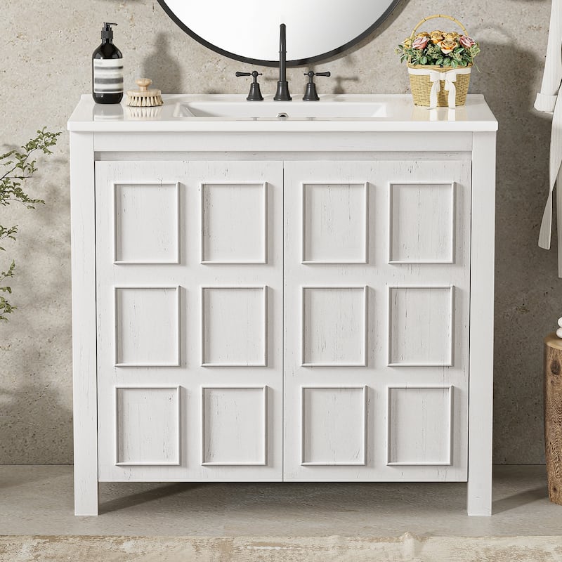 36 "Ceramic Sink Bathroom Vanity Set with Storage Cabinet Organizer‌.
