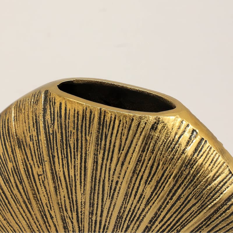 Decorative Aluminium Golden Flower Vase-Set Of 2