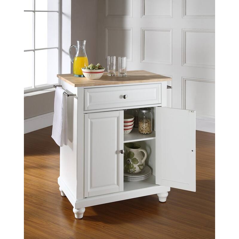 Kitchen Island Cart with Wood Top & Storage - Portable Kitchen Furniture for Small Spaces