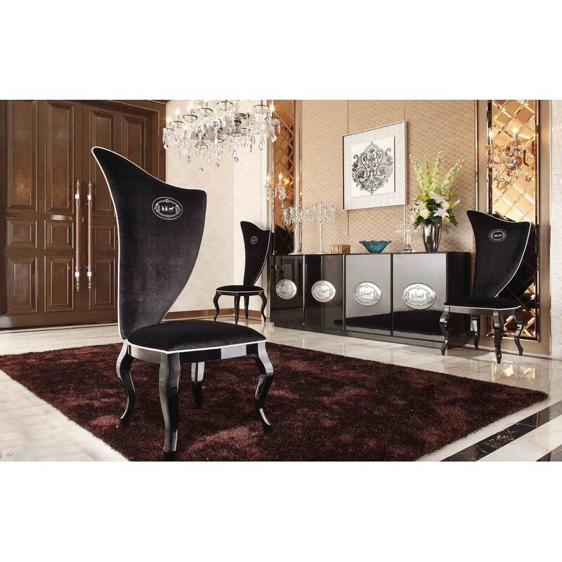A&X Sovereign Transitional Black Fabric Chair (Set of 2)