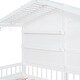 preview thumbnail 34 of 34, Twin Size House Bed with Shelves, Window, and Sparkling Light Strip on Roof, Space-Saving Design for Kids' Rooms, Grey