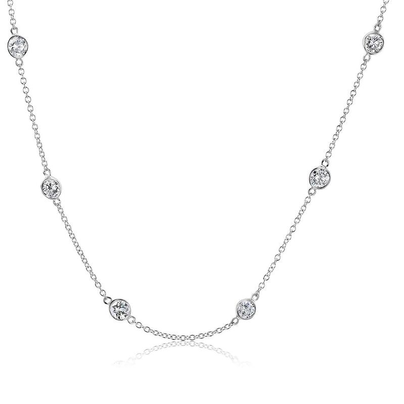 Kobelli 2.30 Carat Natural Diamond Certified 14k Solid White Gold Station Choker Necklace (I/SI)