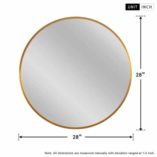 dimension image slide 2 of 4, Contemporary Round Wall-Mounted Wall Mirror