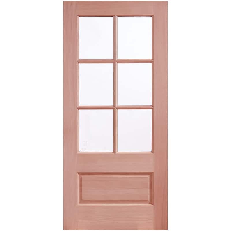 6-Lite African Mahogany Wood Unfinished Exterior Front Door with Glass Panels