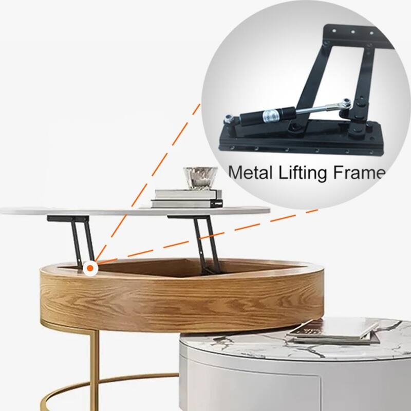 Alva Modern Nesting Coffee Table Set With Sintered Stone Top, Lifttop