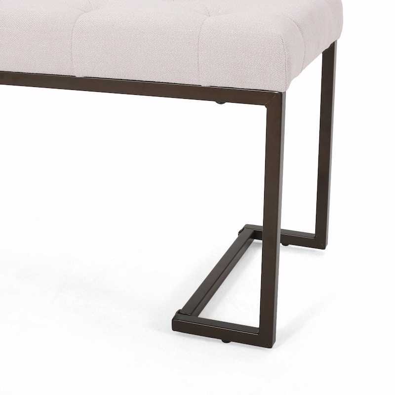 Button Tufted Ottoman Bench - Black & Bronze - Modern Design