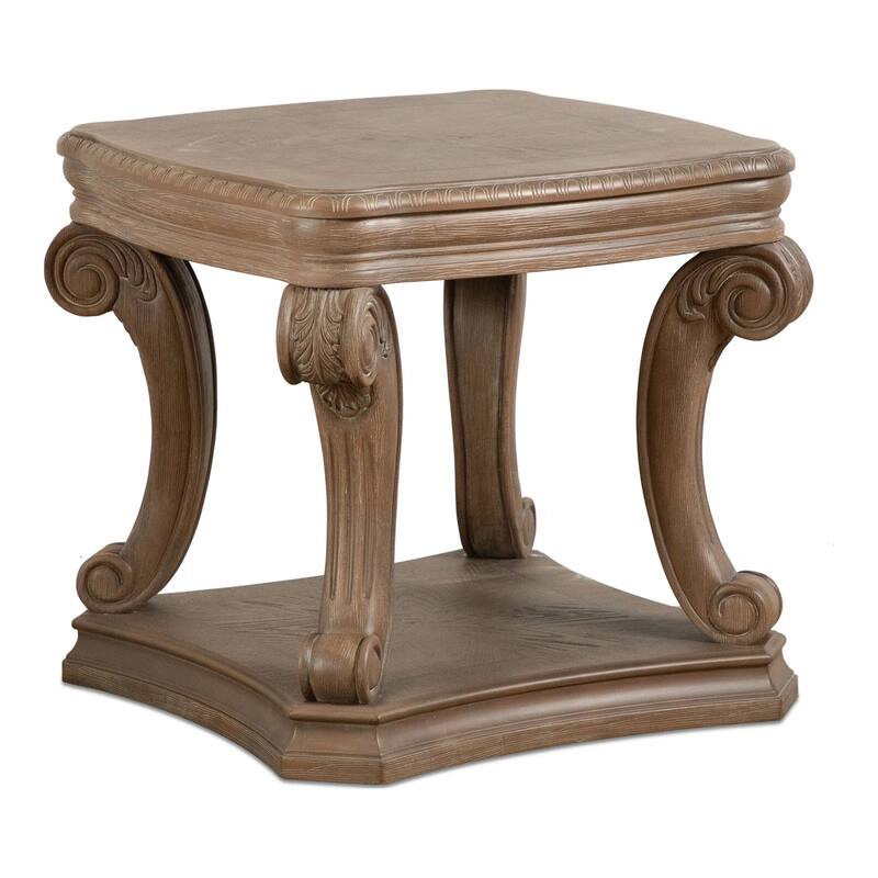 Wooden End Table with Open Bottom Shelf in Weathered Oak - Weathered Oak - MDF