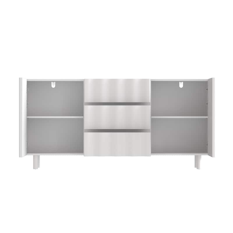 White Office & Home Storage Cabinet Organization,3 Drawers, 2 Doors, Thick-Panel Design