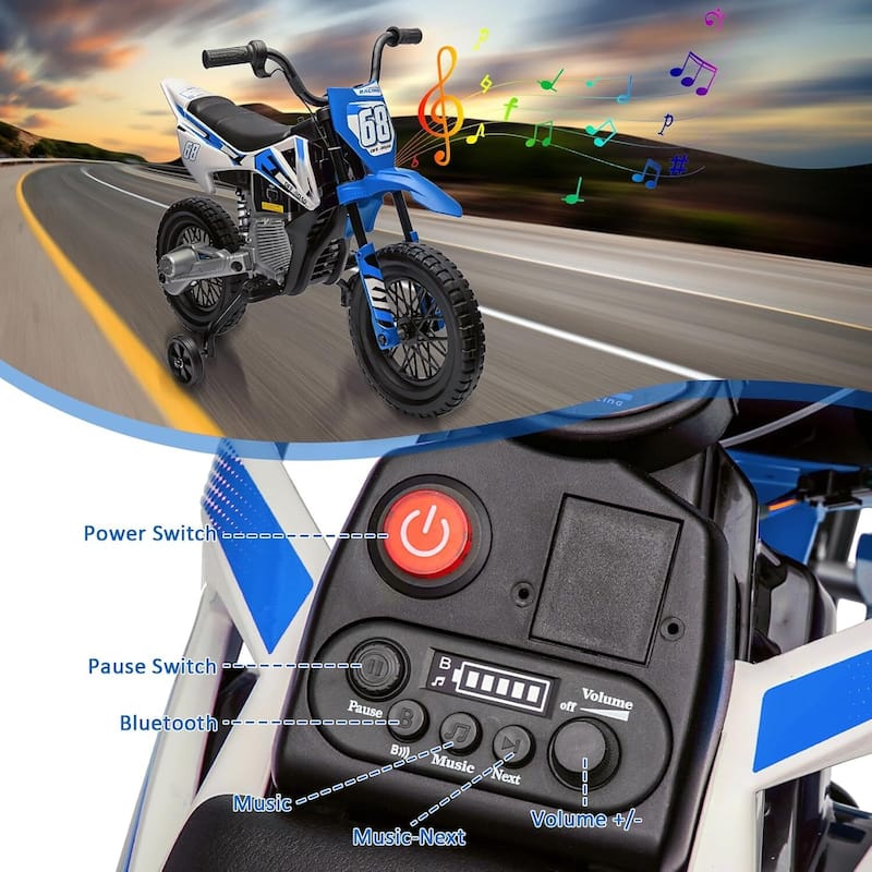 12V Electric Dirt Bike Ride on Toy with 2 * 25W Motor