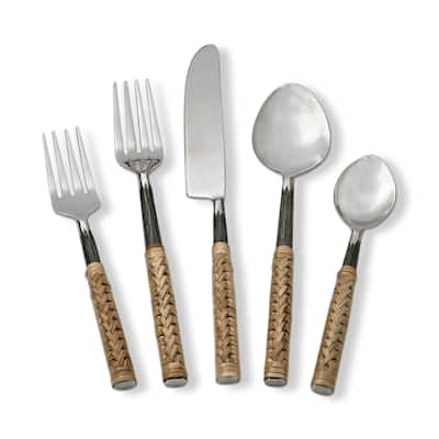 Bamboo Handle Flatware, Set of 5