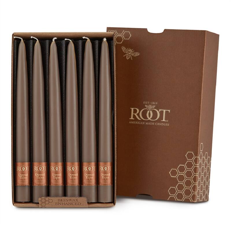 ROOT Hand Dipped Taper Candles - 12 Ct - Portobello - 9 X .88