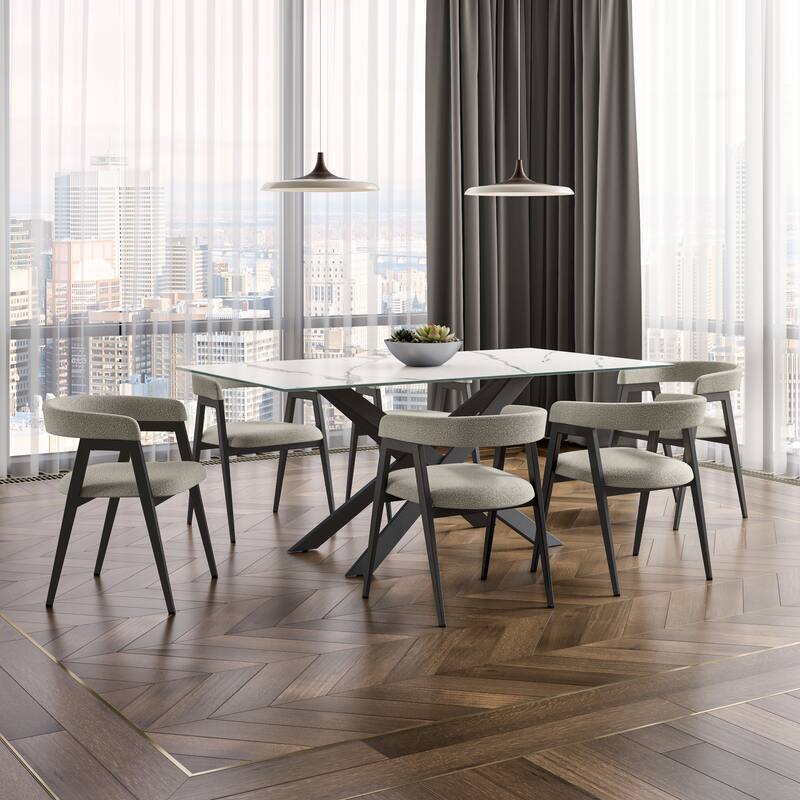 Amisco Caris Upholstered Dining Chair with Arms and Metal Legs