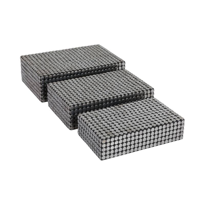Resin Boxes Embossed Metallic Dot Texture (Set of 3) - 3/4" Black - 12" x 8" x 3.75"
