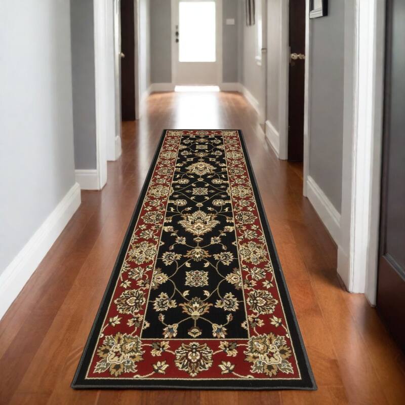 HomeRoots Floral Traditional Runner Area Rug - 92.52 in. x 26.77 in. x 0.43 in. - 92.52 in. x 26.77 in.  x 0.43 in.