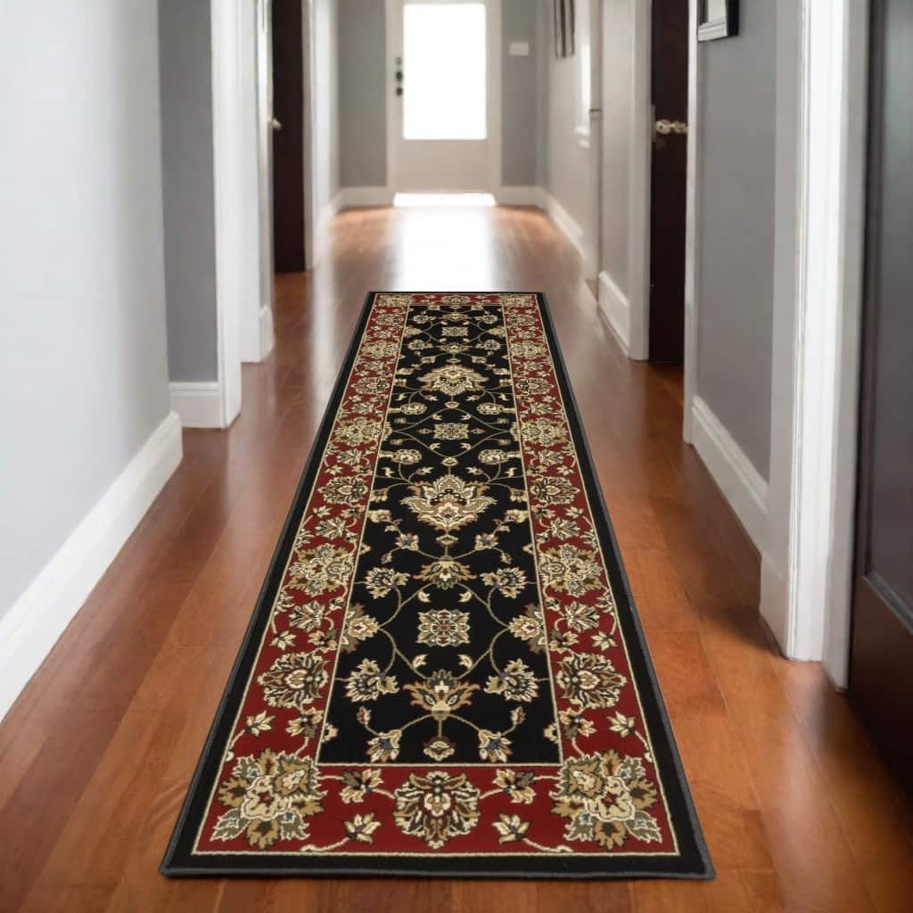 HomeRoots Floral Traditional Runner Area Rug - 92.52 in. x 26.77 in. x 0.43 in.