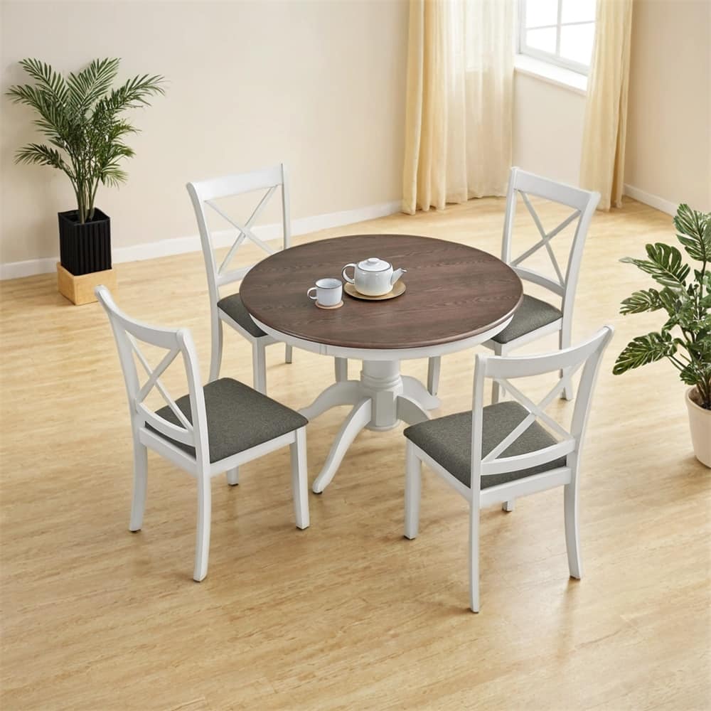 Wooden Dining Table Set for 4 Persons,1 Table with 4 Chairs