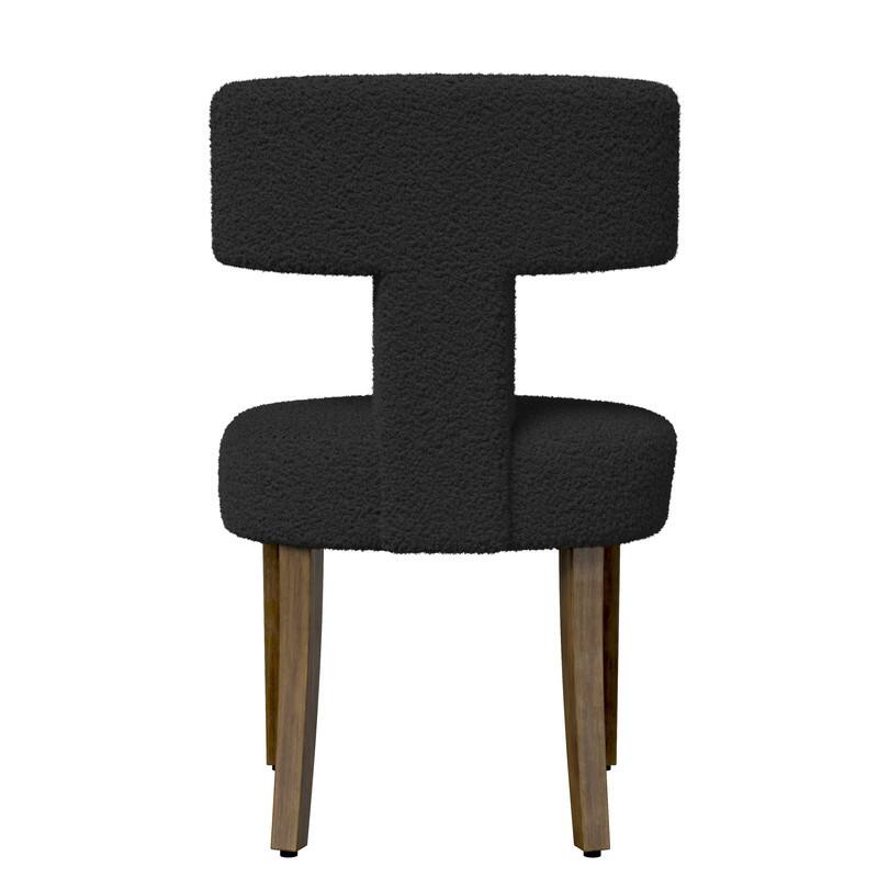 Dining Chairs Boucle Fabric Lamb Upholstered T-Shape (Set of 2)