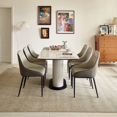 Luxurious Dining Chair Modern PU Leather Dining Room Chair with Sturdy Metal Legs