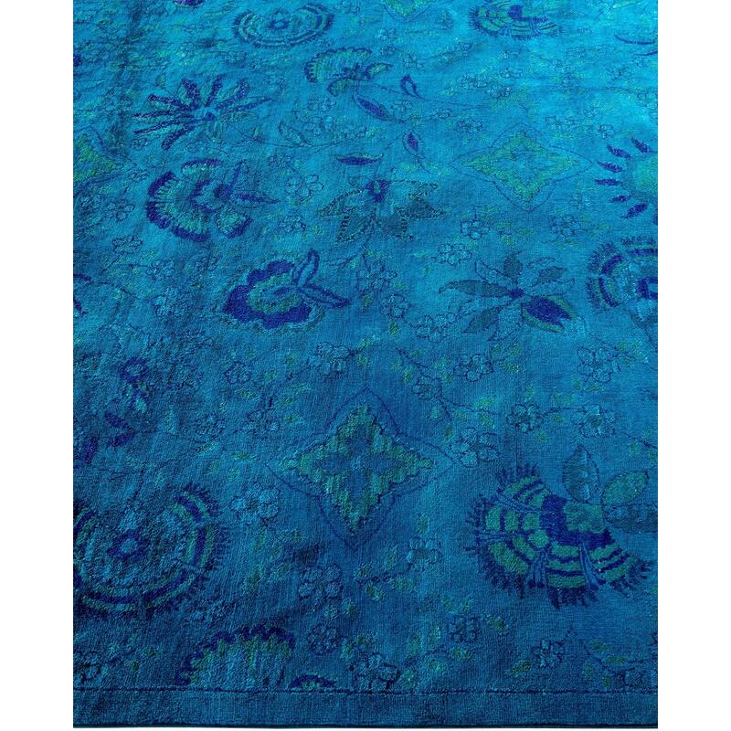 Vibrance, One-of-a-Kind Hand-Knotted Area Rug - Blue, 6' 0" x 9' 3" - 6' 0" x 9' 3"