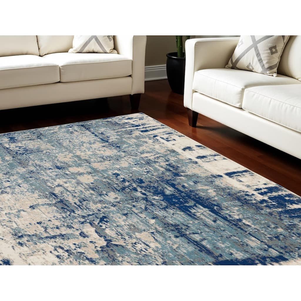 Abstract Modern Non Skid Stain Resistant Area Rug - 153' X '111' X '0.5