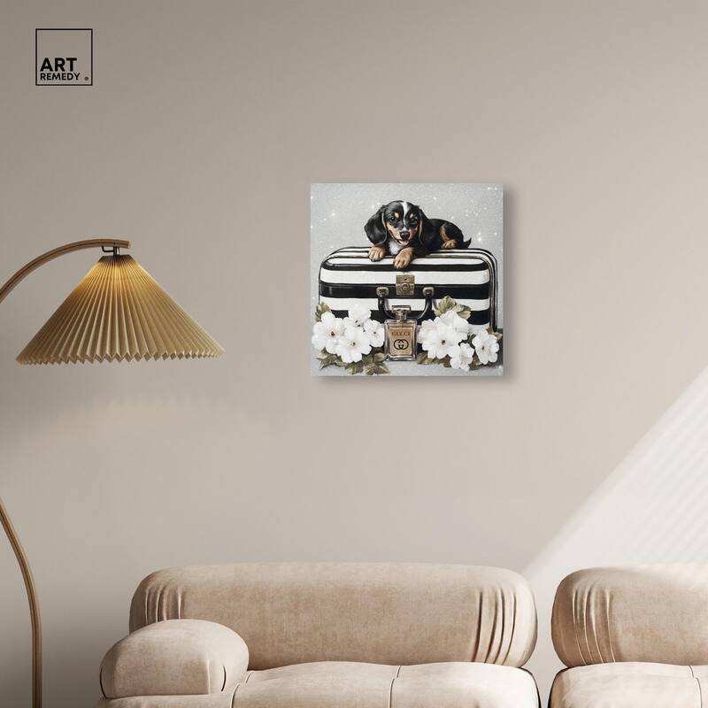 Doxxie Luggage Flowers Canvas by Art Remedy, Gallery Wrapped