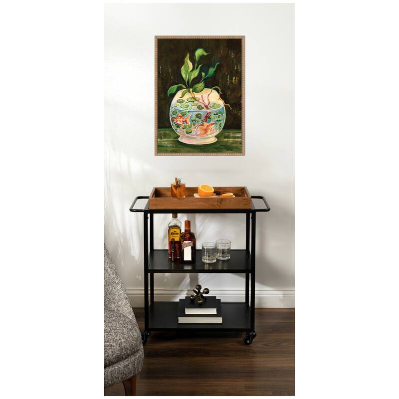 Kate and Laurel Goldfish Garden by Lucia Gianello Framed Canvas Wall Art Print