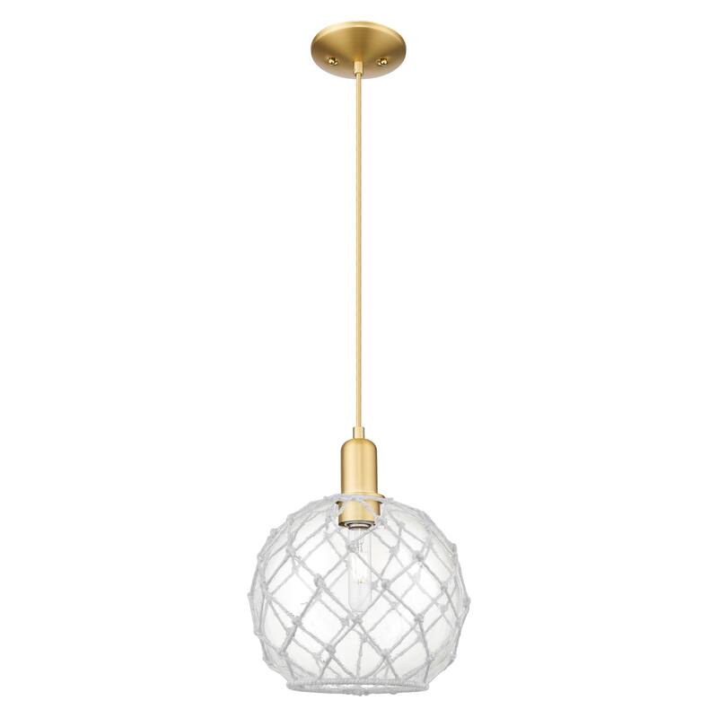 Innovations Lighting Endless Possibilities Arcadia - Farmhouse Rope - 1 Light 10" Cord Hung Mini Pendant - Clear Glass with White Rope/Satin Gold