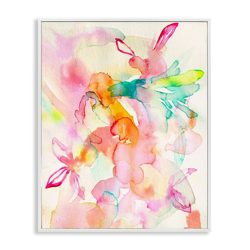 Stupell Abstract Watery Island Flowers Framed Giclee Art Design By Gemma Bardot - 11 x 14 - White