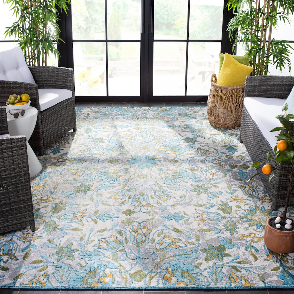 SAFAVIEH Barbados Kezban Floral Indoor/Outdoor Rug