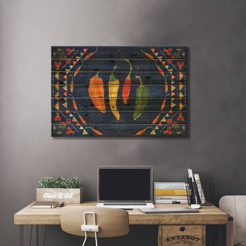 Tex Mex Fiesta I Dark Print On Wood by Veronique Charron - Multi-Color