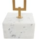 preview thumbnail 8 of 8, White Marble Geometric Accent Table with Gold Metal Rectangular Stand