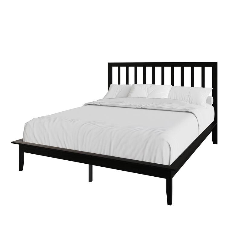 Clayfell Lancaster Platform Bed Frame with Slatted Headboard, No box spring required, Easy Assembly