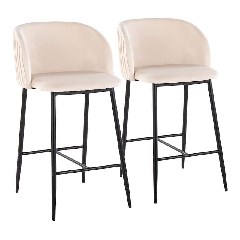 Silver Orchid Pleated Fixed-Height Counter Stool - Set of 2