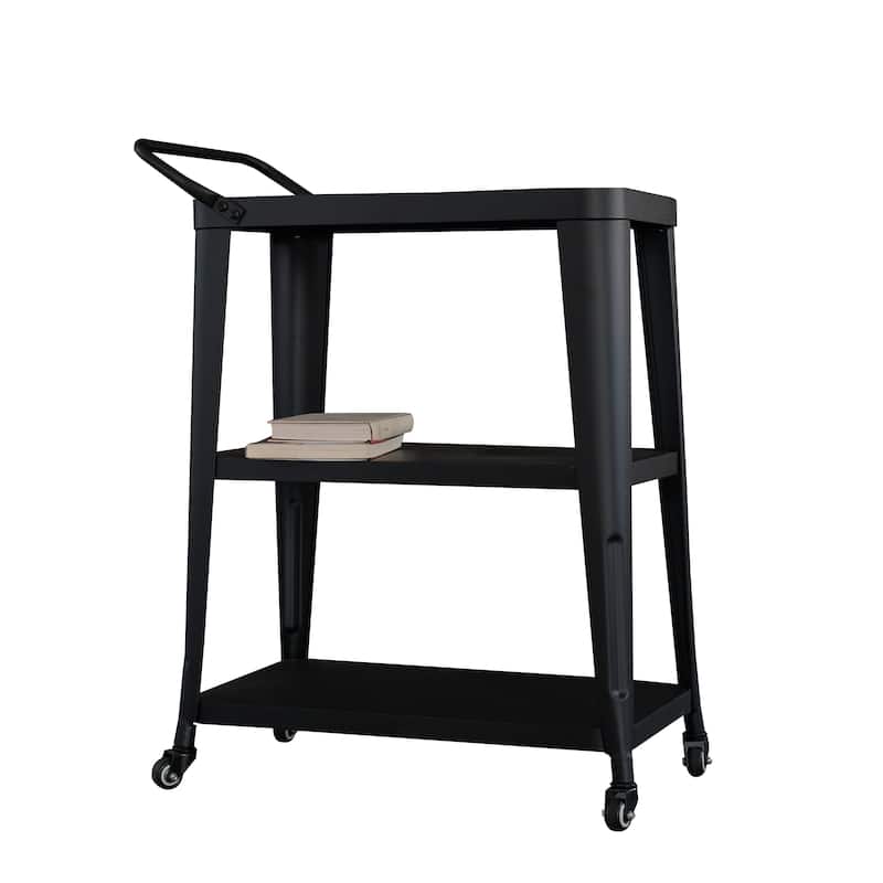 Harold 3-Tiered Industial Mobile Metal Bar/ Dining Cart