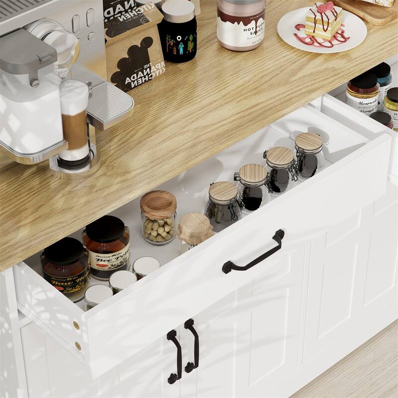Large Farmhouse Buffet Cabinet Storage Sideboard w/2 Drawers & 4 Doors