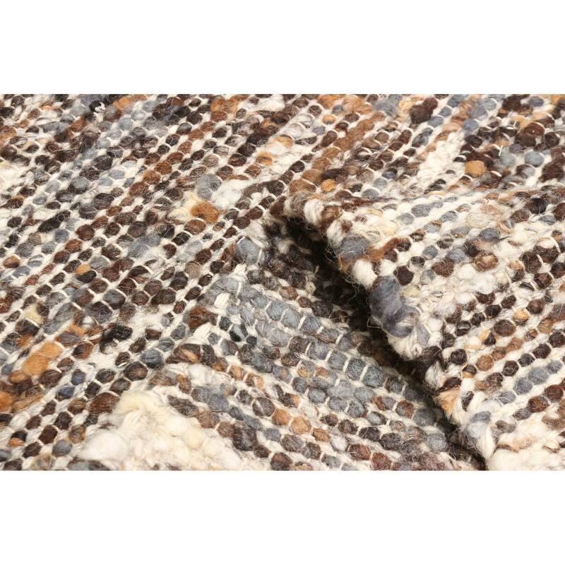 ECARPETGALLERY Braid weave Sienna Dark Brown Wool Rug - 6'1 x 9'1