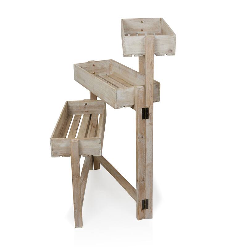 Wooden 3-Tier Movable Shelf Storage Rack