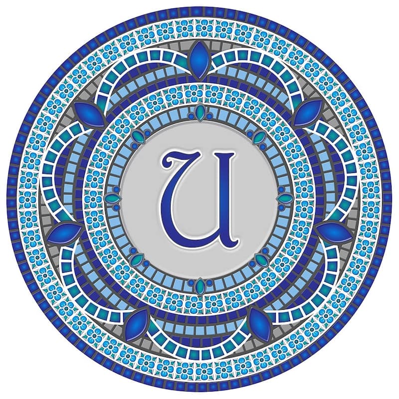 Custom Monogram Decorative Poolmat #1 - Mosaic Pool Art - 29" in Diameter - Letter "U"